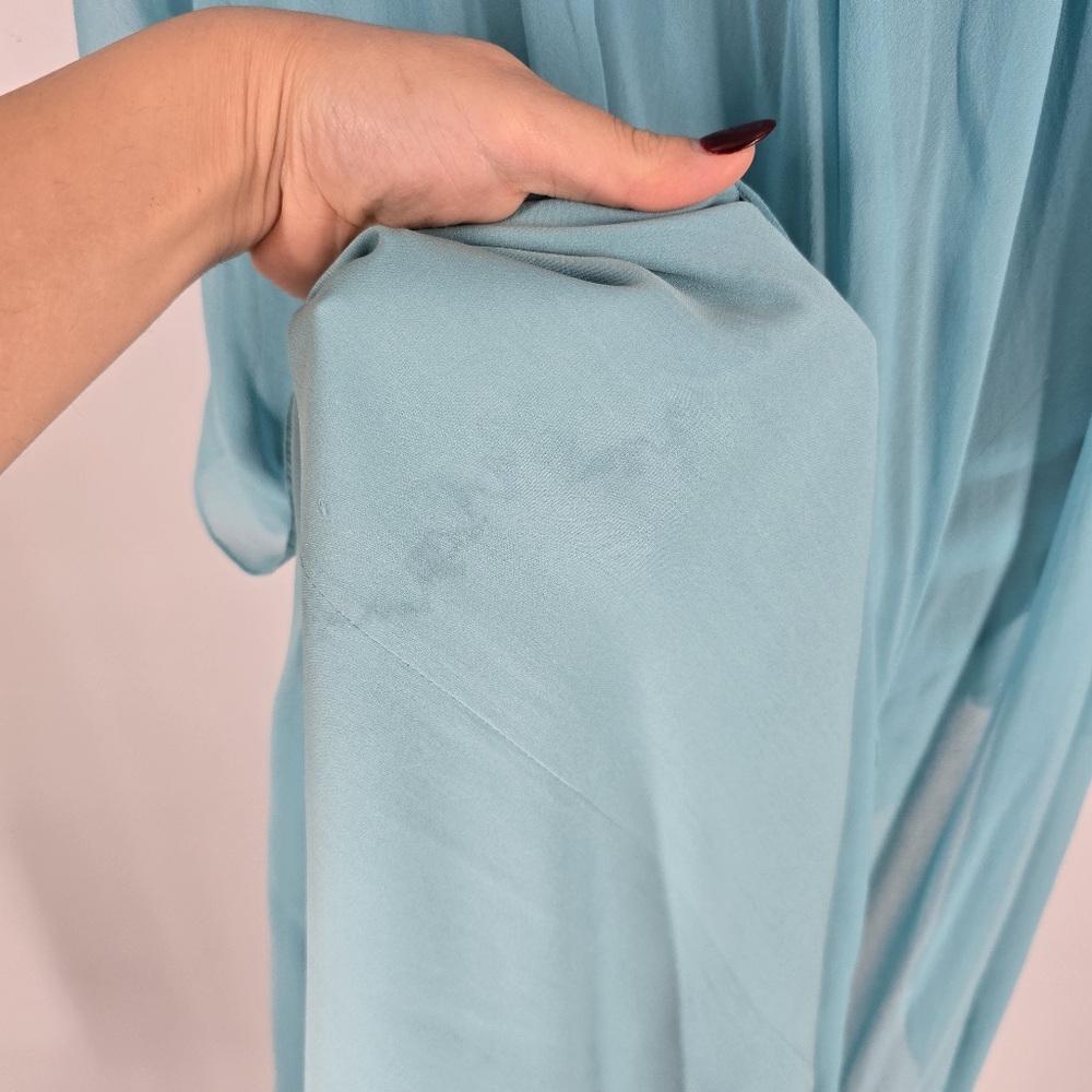 Marchesa Couture Aqua Blue Embellished Neckline Chiffon Caftan Gown No Size - Picture 15 of 16